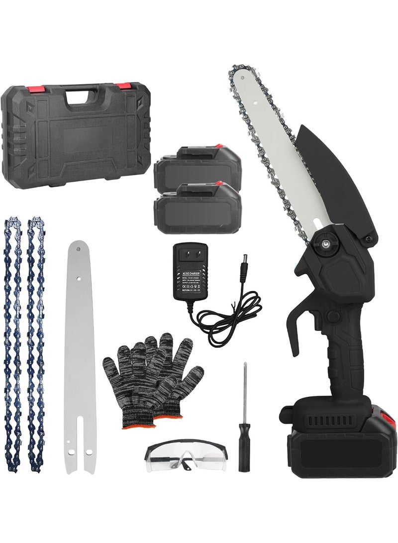 DubaiGallery Portable 48V Cordless Mini Chainsaw Kit, Rechargeable Electric Wood Cutting Tool with Safety Cover, Sharp Chain and Carry Case for Gardening and Farm Use - Image 1